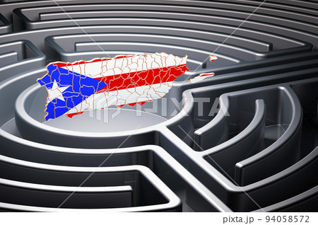 Puerto Rican map inside labyrinth, 3D rendering Puerto Rican map inside labyrinth, 3D rendering 94058572