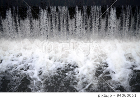 A picture of the flowing water. The dam is designed to regulate the water level in rivers within the city and to provide technical water to industrial objects 94060051