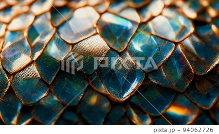 Spectacular crystal texture snake skin background. Digital art 3D illustration. 94062726