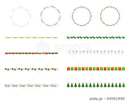 クリスマスカラーのラインとフレームのイラストセット 94062990
