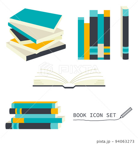 本のアイコンイラストセット 白背景 ベクター 切り抜き のイラスト素材