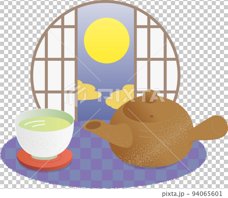 お茶と丸窓障子（月見） 94065601