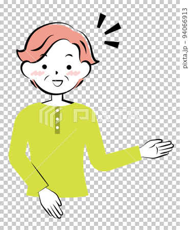 案内をする私服の高齢の女性　3c 94066913