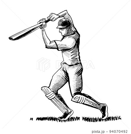 Concept of Batsman Playing Cricket  championship Line art des Stock  Vector by redshinestudio 280387172