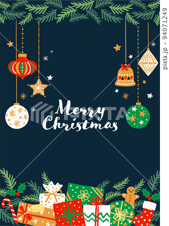 クリスマスオーナメントとプレゼントのイラスト クリスマスオーナメントとプレゼントのイラスト 94071249