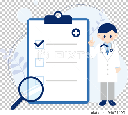 Illustration of a male doctor Medical questionnaire Illustration of a male doctor Medical questionnaire 94073405
