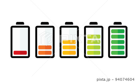 Battery with colorful charge level. vector illustration 94074604