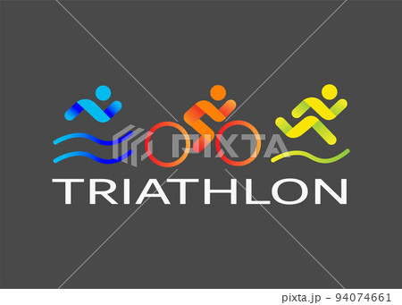 Banner on the theme of sport, triathlon. Silhouettes of athletes, swimmer, cyclist, runner. Banner on the theme of sport, triathlon. Silhouettes of athletes, swimmer, cyclist, runner. 94074661