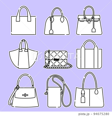 バッグ セット モノクロ 線のみ 白フチ バッグ セット モノクロ 線のみ 白フチ 94075280