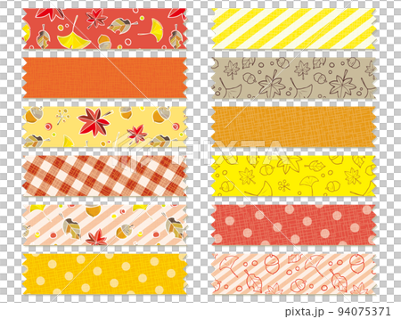 パターン柄 パッチワーク カット生地風 セット 紅葉 秋  94075371