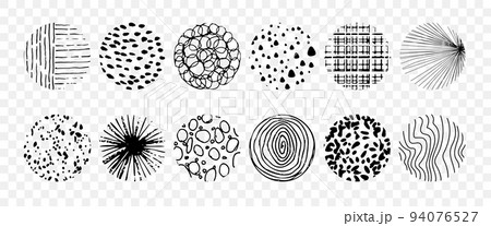 A set of abstract round doodle elements on a transparent background 94076527