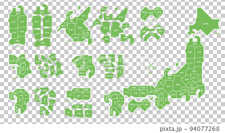 日本地図　都道府県　県名　シンプル　イラスト 94077268