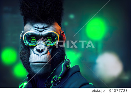 emerald cyber punk ape portrait hyper realistic 94077723