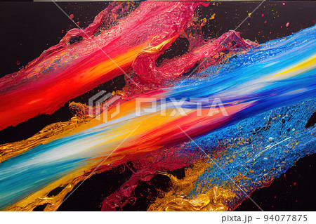 Abstract explosion of Colorful liquid oil paint 94077875