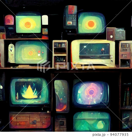 video artist wizard with old TVs video artist wizard with old TVs 94077935