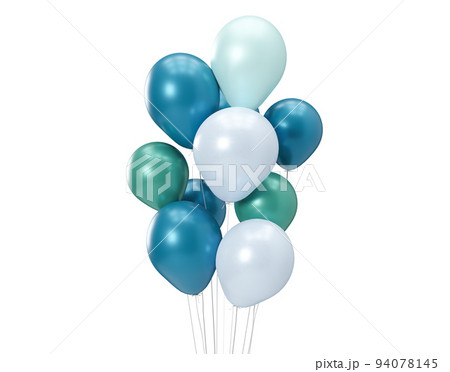 Blue balloons isolated on white background. Birthday, celebration, element for event card. 3d rendering. 94078145