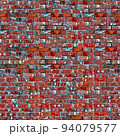 Weathered red brick wall texture seamlessly tileable 94079577