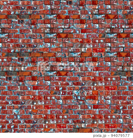 Weathered red brick wall texture seamlessly tileable 94079577