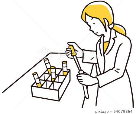 試験管にスポイトで検査する白衣の女性 試験管にスポイトで検査する白衣の女性 94079864