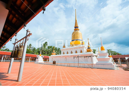 The famous temple Phra That Sawi, one of travel destinations in Chumphon, Thailand. The famous temple Phra That Sawi, one of travel destinations in Chumphon, Thailand. 94080354