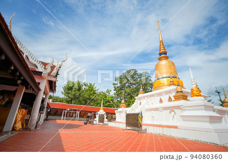 The famous temple Phra That Sawi, one of travel destinations in Chumphon, Thailand. 94080360