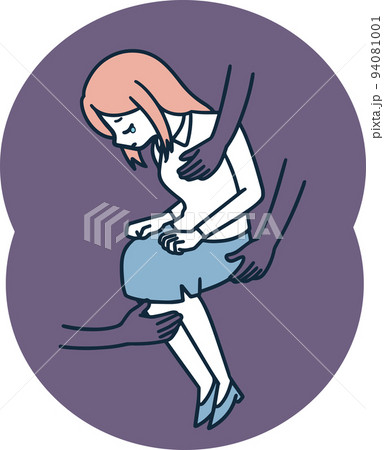 セクハラを受ける女性　性的嫌がらせ　シンプルイラスト 94081001
