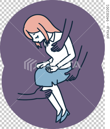 セクハラを受ける女性　性的嫌がらせ　シンプルイラスト 94081001