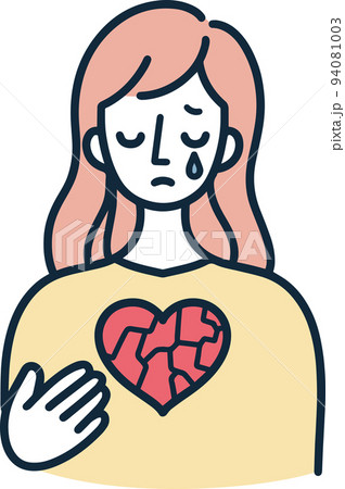 落ち込む女性　鬱　シンプルイラスト 94081003