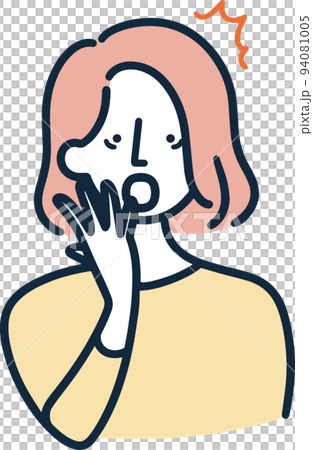 驚く女性　ビックリ　シンプルイラスト 94081005