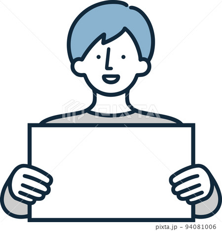 フリップを持っている男性　シンプルイラスト 94081006