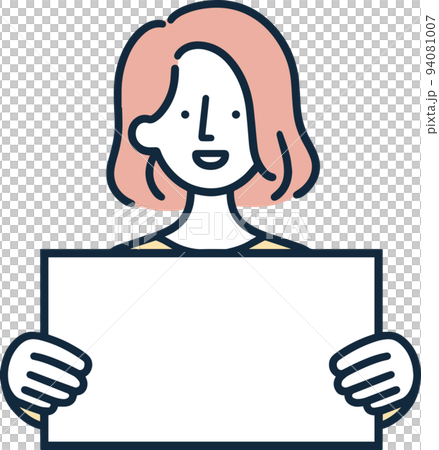 フリップを持っている女性　シンプルイラスト 94081007
