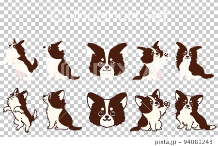 Simple and cute Chihuahua illustration set with/without main line Simple and cute Chihuahua illustration set with/without main line 94081243