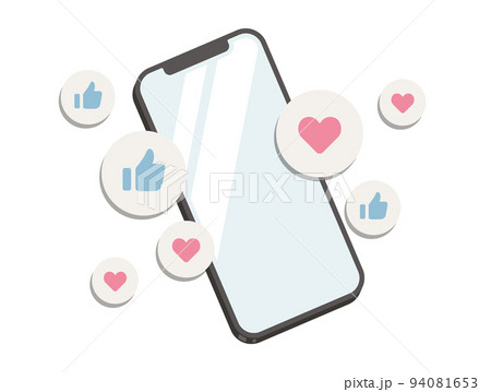スマホといいねマーク ベクターイラスト スマホといいねマーク ベクターイラスト 94081653