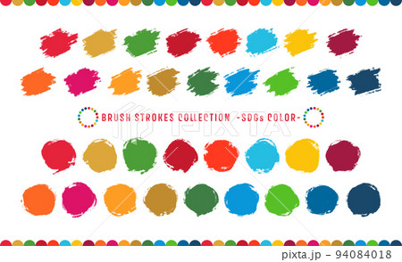SDGsカラー17色の筆で描いた背景セット 94084018