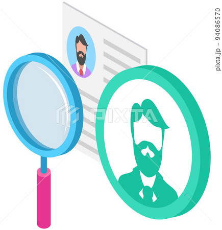 Search social profile, recruitment. Page with social network, human avatar and magnifying glass Search social profile, recruitment. Page with social network, human avatar and magnifying glass 94086570