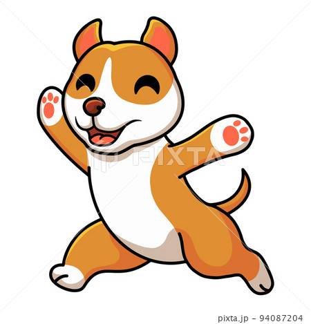 Cute little pitbull cartoon posing 94087204