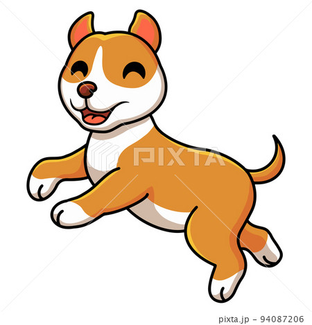 Cute little pitbull cartoon posing 94087206