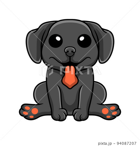 Cute black labrador dog cartoon sitting Cute black labrador dog cartoon sitting 94087207