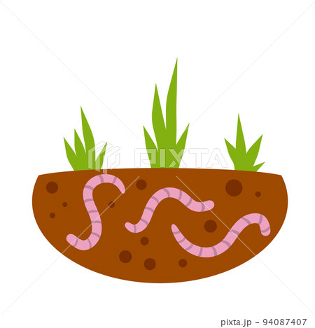Worms under the ground. Insects in soil. Worms under the ground. Insects in soil. 94087407