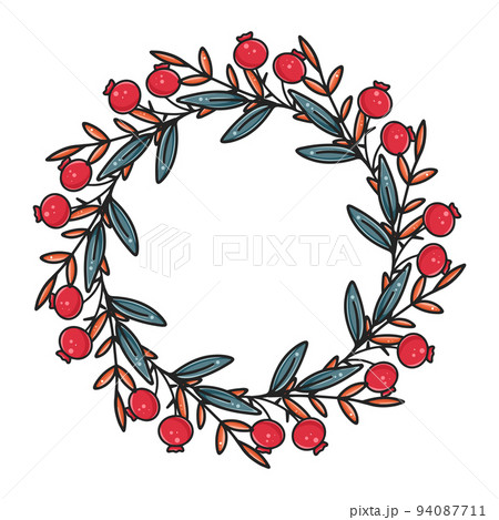 Beautiful botanical christmas wreath isolated vector illustration Beautiful botanical christmas wreath isolated vector illustration 94087711