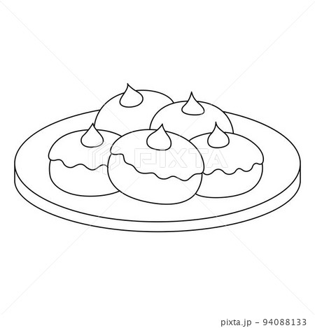 Hanukkah Sufganiyah Isolated Coloring Page  94088133