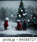 冬のクリスマスに遊ぶ子供たち 94088727