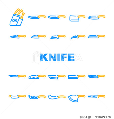 Kitchen Knife For Cutting Food Icons Set Vector Kitchen Knife For Cutting Food Icons Set Vector 94089470