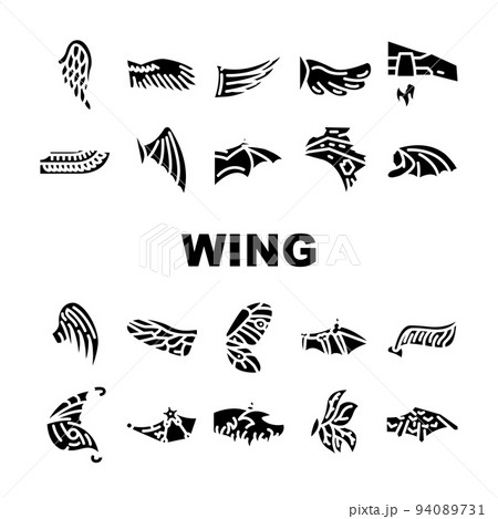 Wing Fly Animal, Bird And Insect Icons Set Vector Wing Fly Animal, Bird And Insect Icons Set Vector 94089731