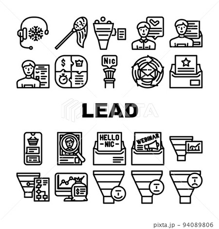 lead generation customer business icons set vector 94089806