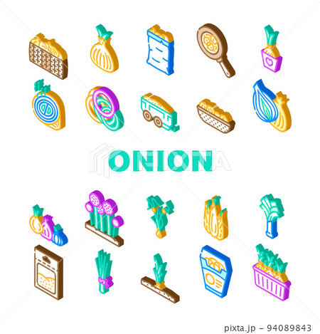 onion white red food vegetable icons set vector 94089843