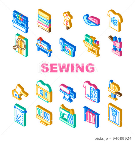factory sewing sew machine icons set vector factory sewing sew machine icons set vector 94089924