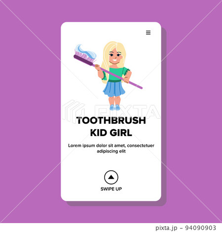 toothbrush kid girl vector toothbrush kid girl vector 94090903