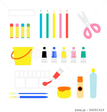 図工 図画工作の道具たちのイラスト素材