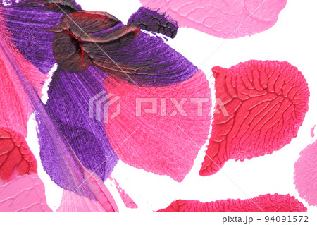 pink purple abstract acrylic painting color texture on white paper background by using rorschach inkblot method 94091572